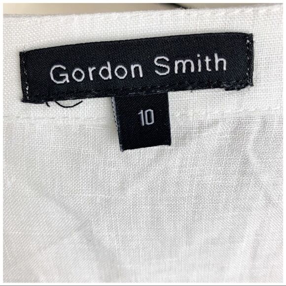 Gordon Smith Blue and White Linen Sleeveless Color-block Sheath Dress Sz 10 - Picture 12 of 15